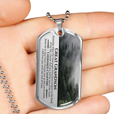 Great Grandson Cherished Chapters Dog Tag Necklace - Love You This Much